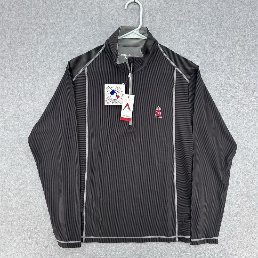 Los Angeles Angels Antigua Tempo 1/4 Zip MLB Black/Grey Mens Medium NWT